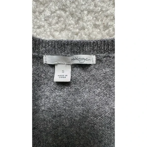 Halogen 100% Cashmere Sweater Women's Small V-Neck Heathered Gray - Picture 9 of 11